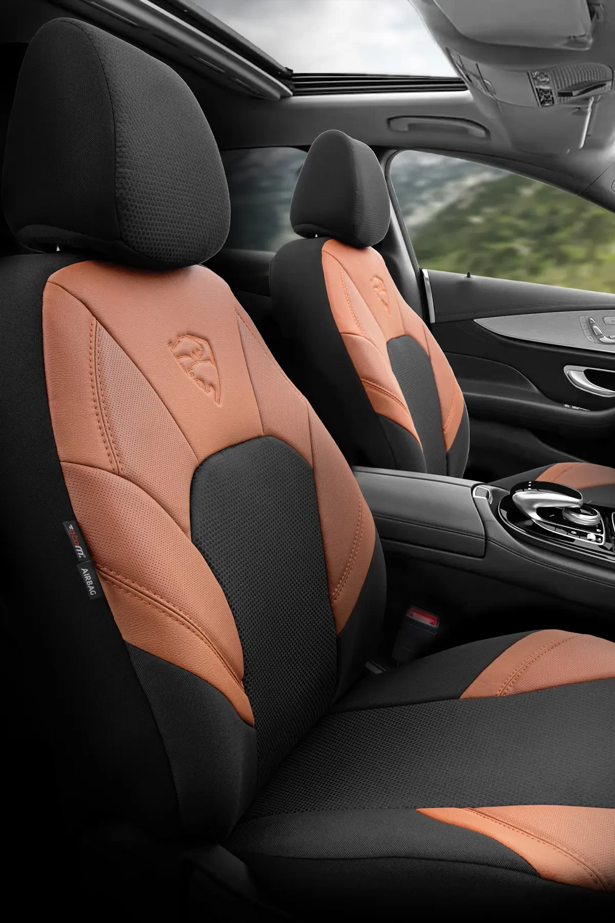 Otom Phantom Design Premium Yeni Nesil Oto Koltuk Kılıfı Tam Set Siyah-Taba