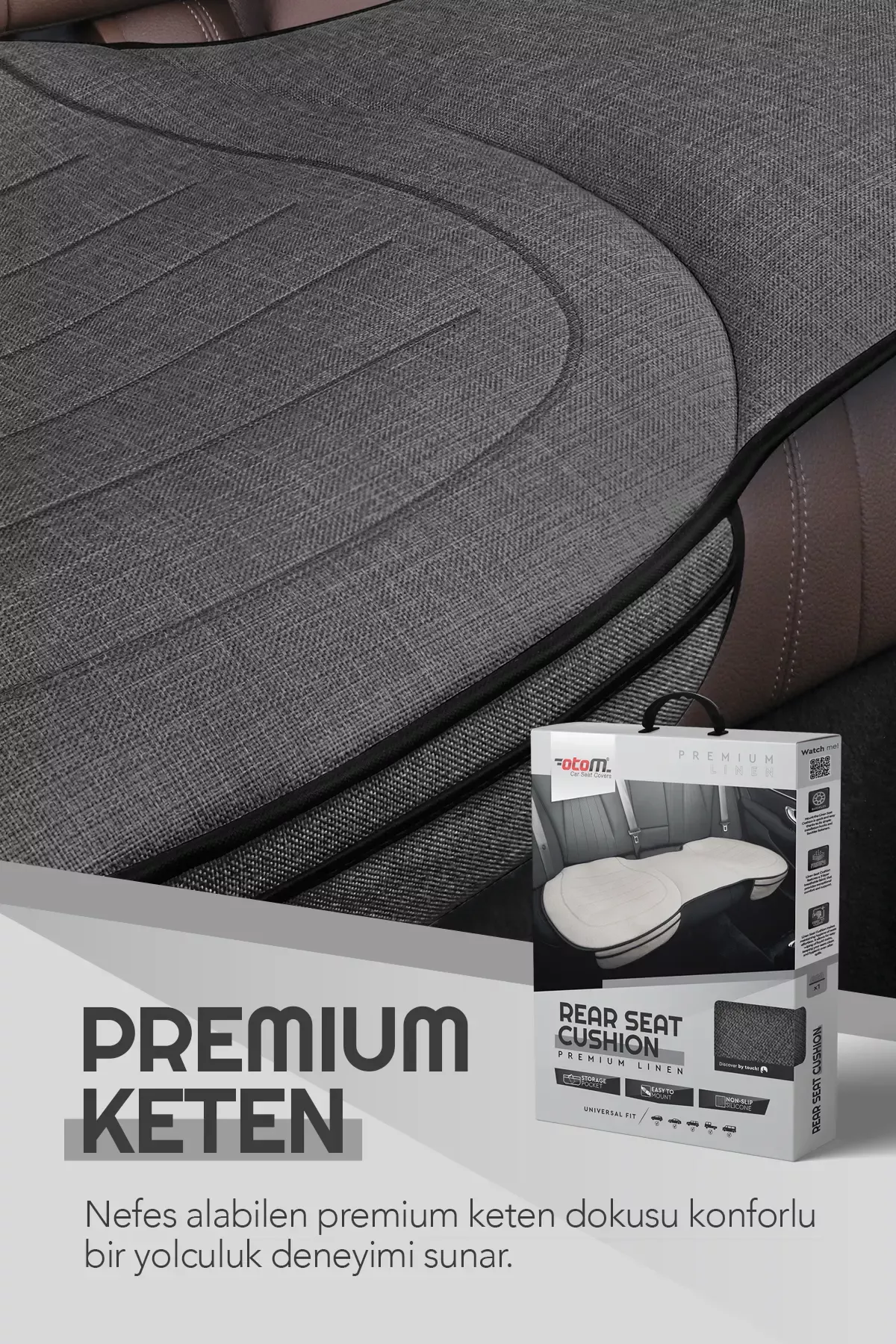 Otom Premium Koruyucu Arka Koltuk Minderi Yüksek Kalite Keten - 7
