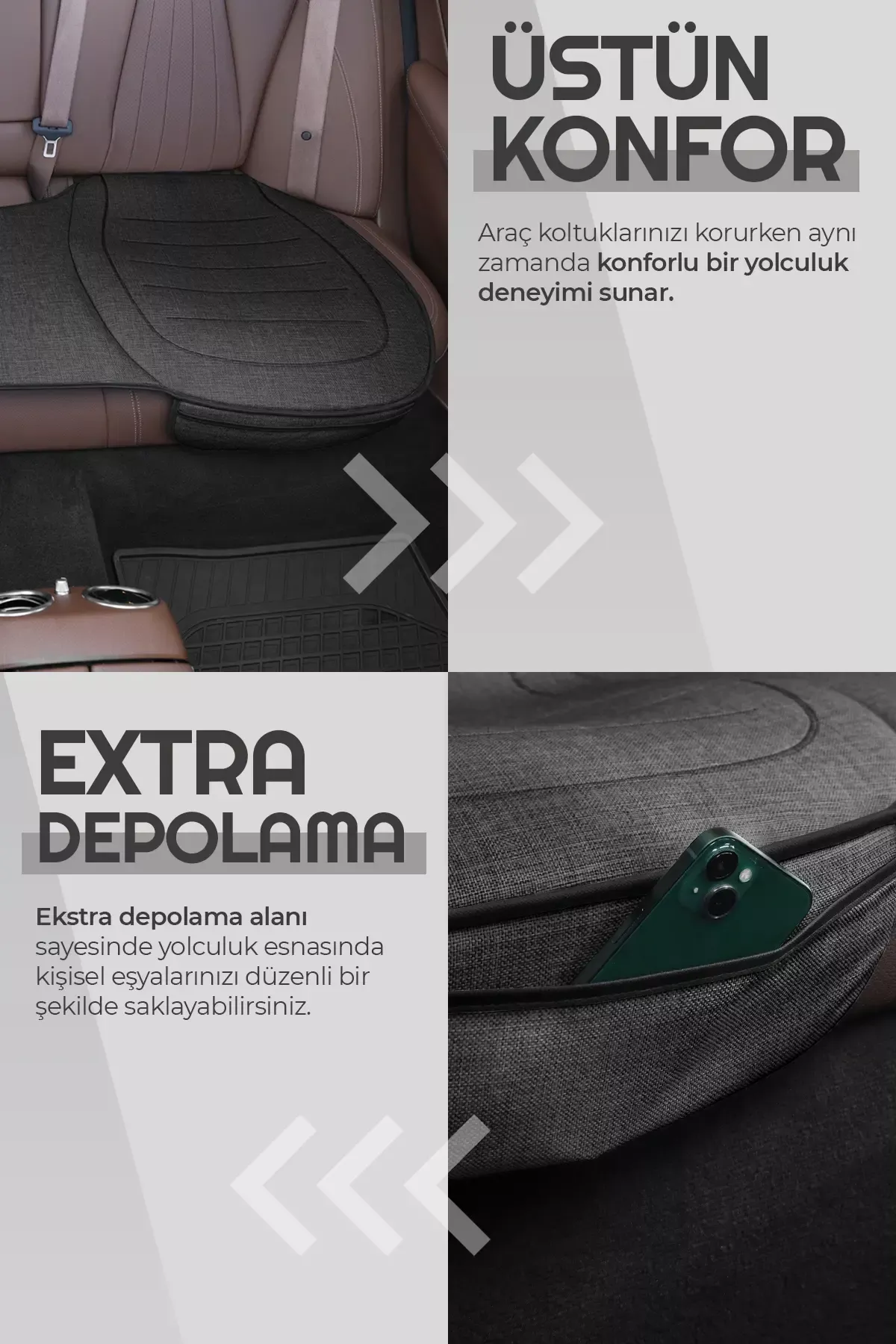 Otom Premium Koruyucu Arka Koltuk Minderi Yüksek Kalite Keten - 20