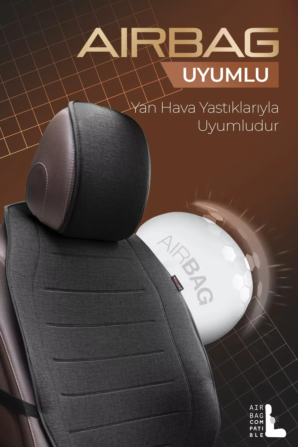 Otom Premium Koruyucu Oto Koltuk Minderi Yüksek Kalite Keten - 4