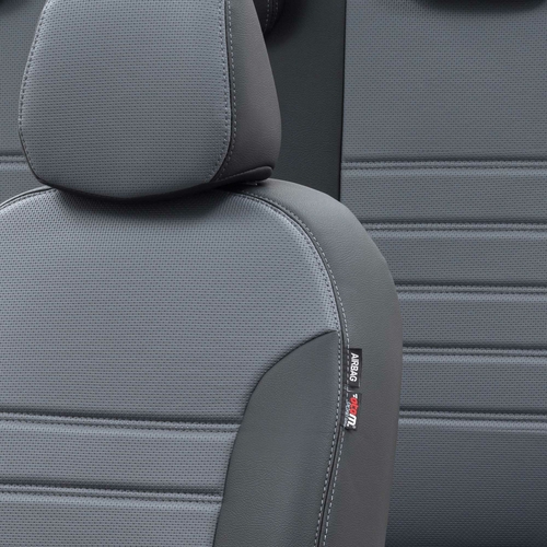 Otom Renault Latitude 2011-2015 Özel Üretim Koltuk Kılıfı New York Design Füme - Siyah - Thumbnail