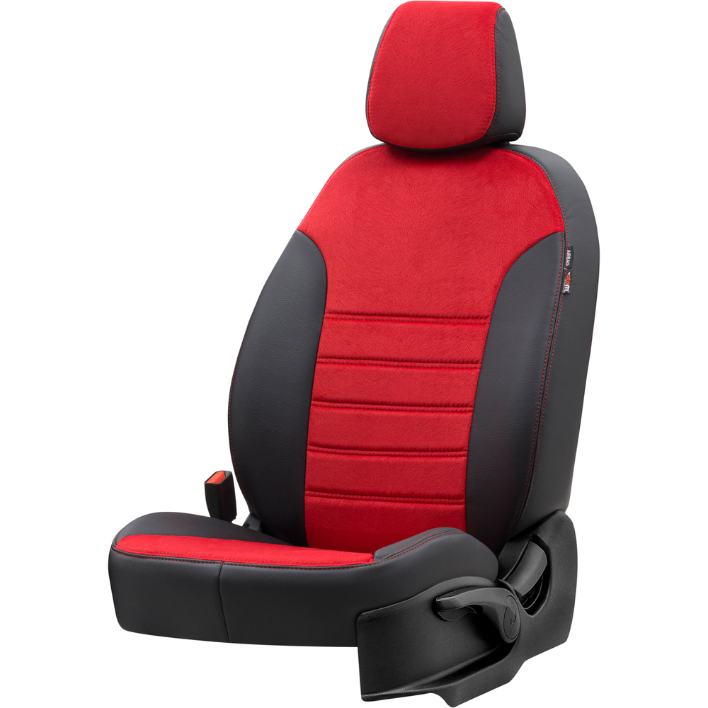 Otom Seat Altea XL 2004-2015 Özel Üretim Koltuk Kılıfı London Design Kırmızı - Siyah - 2