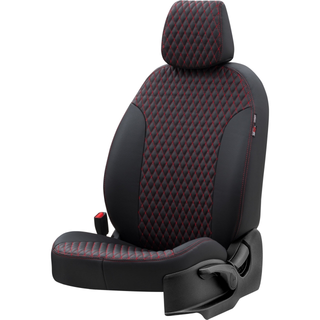 Otom Seat Ateca 2016-Sonrası Özel Üretim Koltuk Kılıfı Amsterdam Design Deri Siyah - Kırmızı - 2