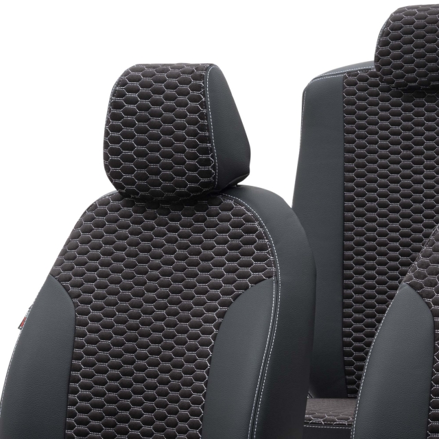 Otom Seat Ateca 2016-Sonrası Özel Üretim Koltuk Kılıfı Tokyo Design Tay Tüyü Siyah - Beyaz - 4
