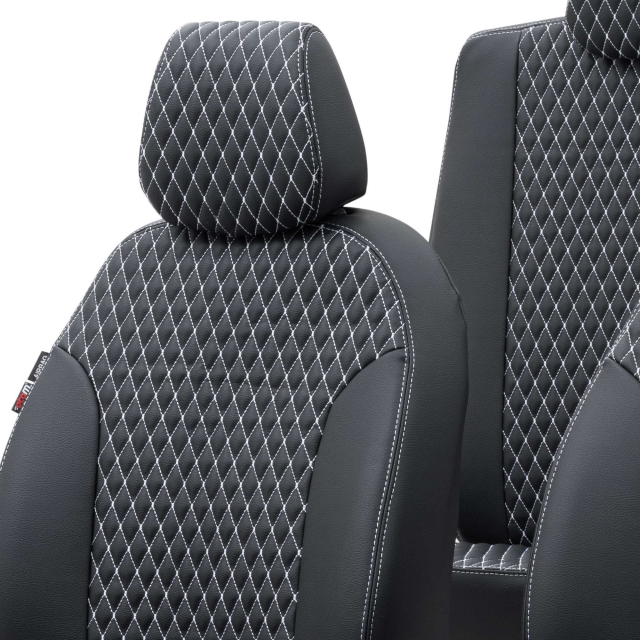 Otom Seat Exeo 2008-2013 Özel Üretim Koltuk Kılıfı Amsterdam Design Deri Siyah - Beyaz - 4