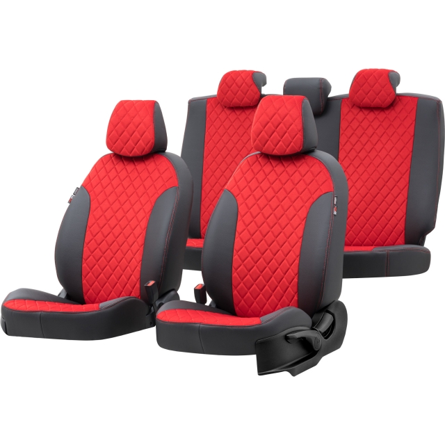 Otom Seat Exeo 2008-2013 Özel Üretim Koltuk Kılıfı Madrid Design Tay Tüyü Kırmızı - Siyah - 1