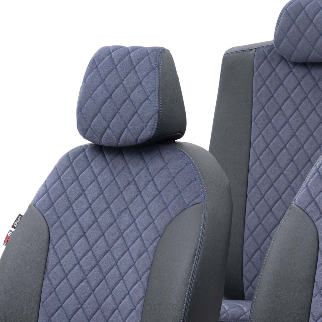 Otom Seat Exeo 2008-2013 Özel Üretim Koltuk Kılıfı Madrid Design Tay Tüyü Mavi - Siyah - 4
