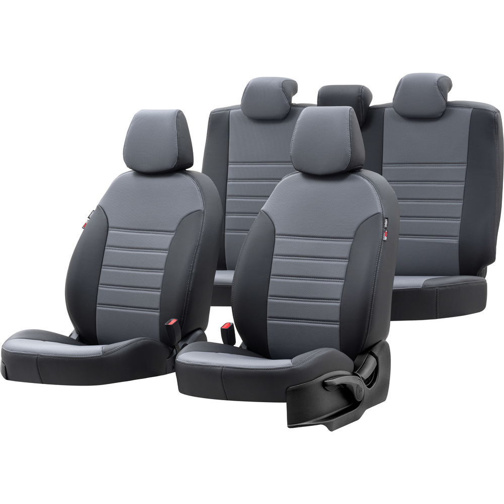 Otom Seat Ibiza 2003-2008 Özel Üretim Koltuk Kılıfı New York Design Füme - Siyah - 1