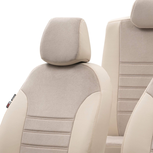 Otom Seat Leon 2006-2012 Özel Üretim Koltuk Kılıfı London Design Bej - Thumbnail
