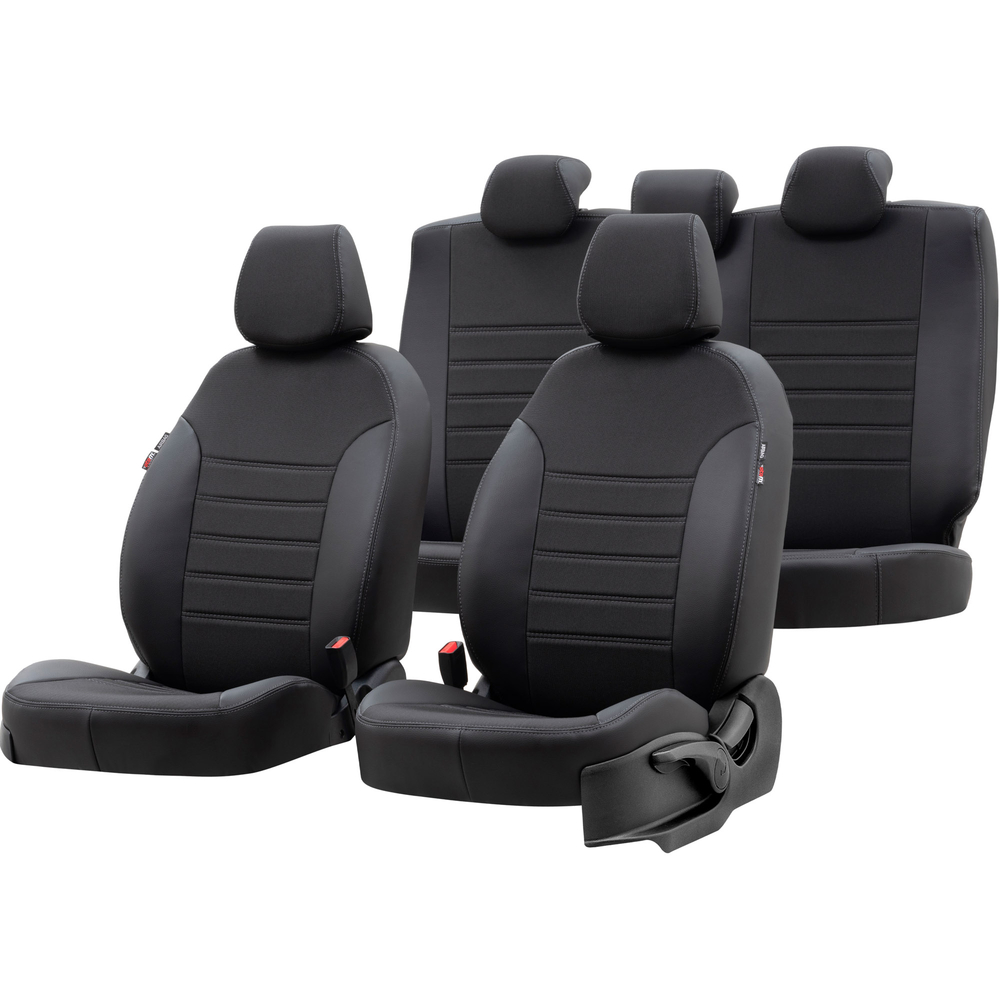 Otom Seat Leon 2006-2012 Özel Üretim Koltuk Kılıfı Paris Design Füme - Siyah - 1