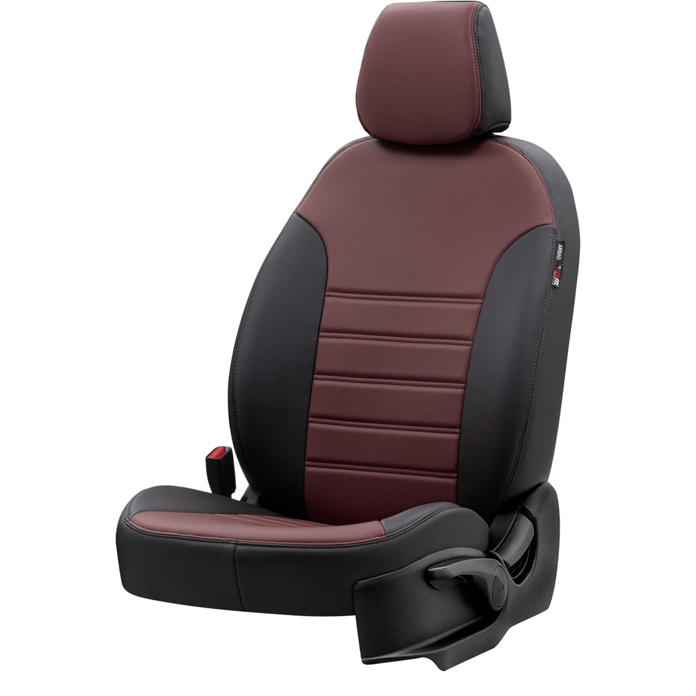 Otom Seat Leon 2013-Sonrası Özel Üretim Koltuk Kılıfı İstanbul Design Bordo - Siyah - 2