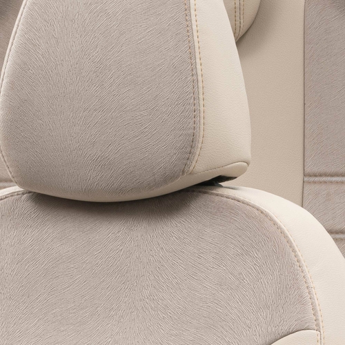 Otom Seat Leon 2013-Sonrası Özel Üretim Koltuk Kılıfı London Design Bej - Thumbnail