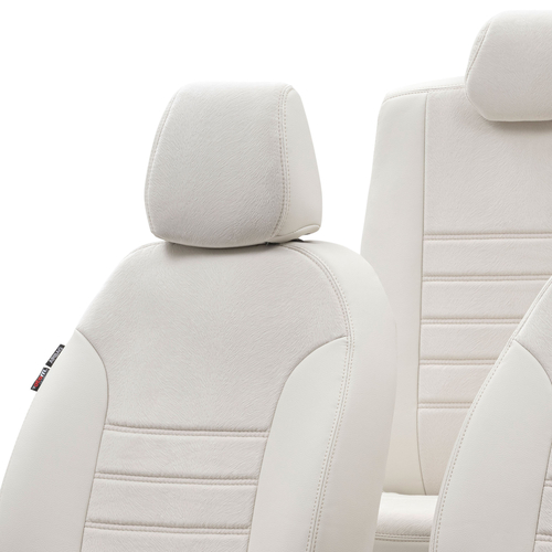 Otom Seat Leon 2013-Sonrası Özel Üretim Koltuk Kılıfı London Design Fildişi - Thumbnail