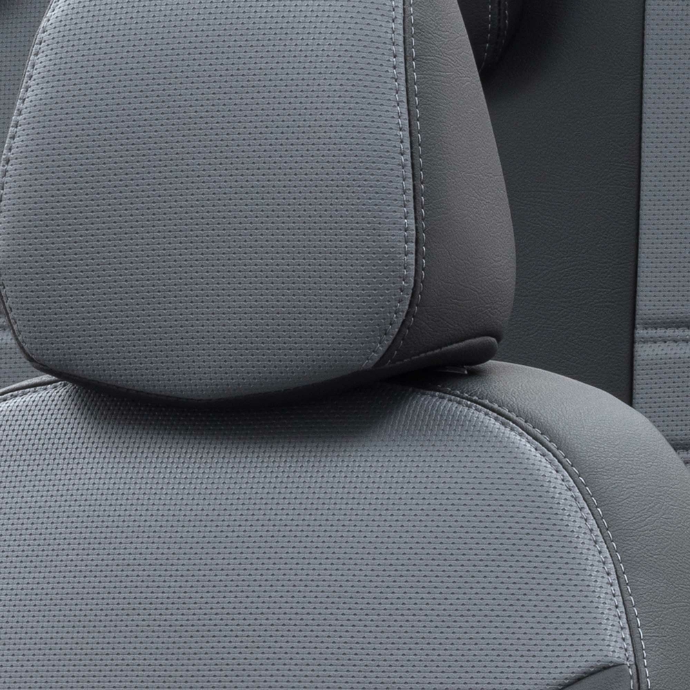 Otom Seat Leon 2013-Sonrası Özel Üretim Koltuk Kılıfı New York Design Füme - Siyah - 5