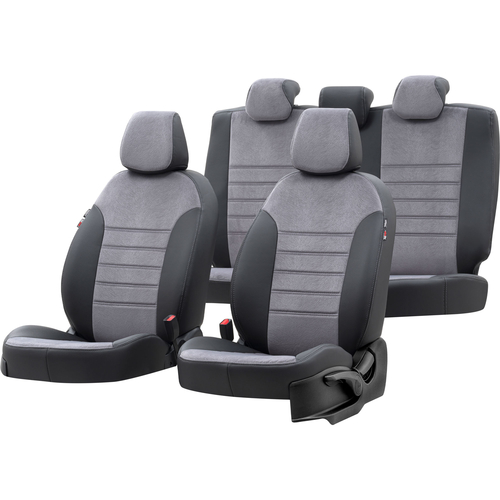 Otom Seat Toledo 1999-2005 Özel Üretim Koltuk Kılıfı London Design Füme - Siyah - Thumbnail