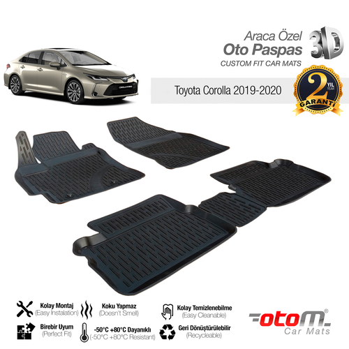 Otom Toyota Corolla 2019-2020 Araca Özel 3D Havuzlu Paspas - Thumbnail