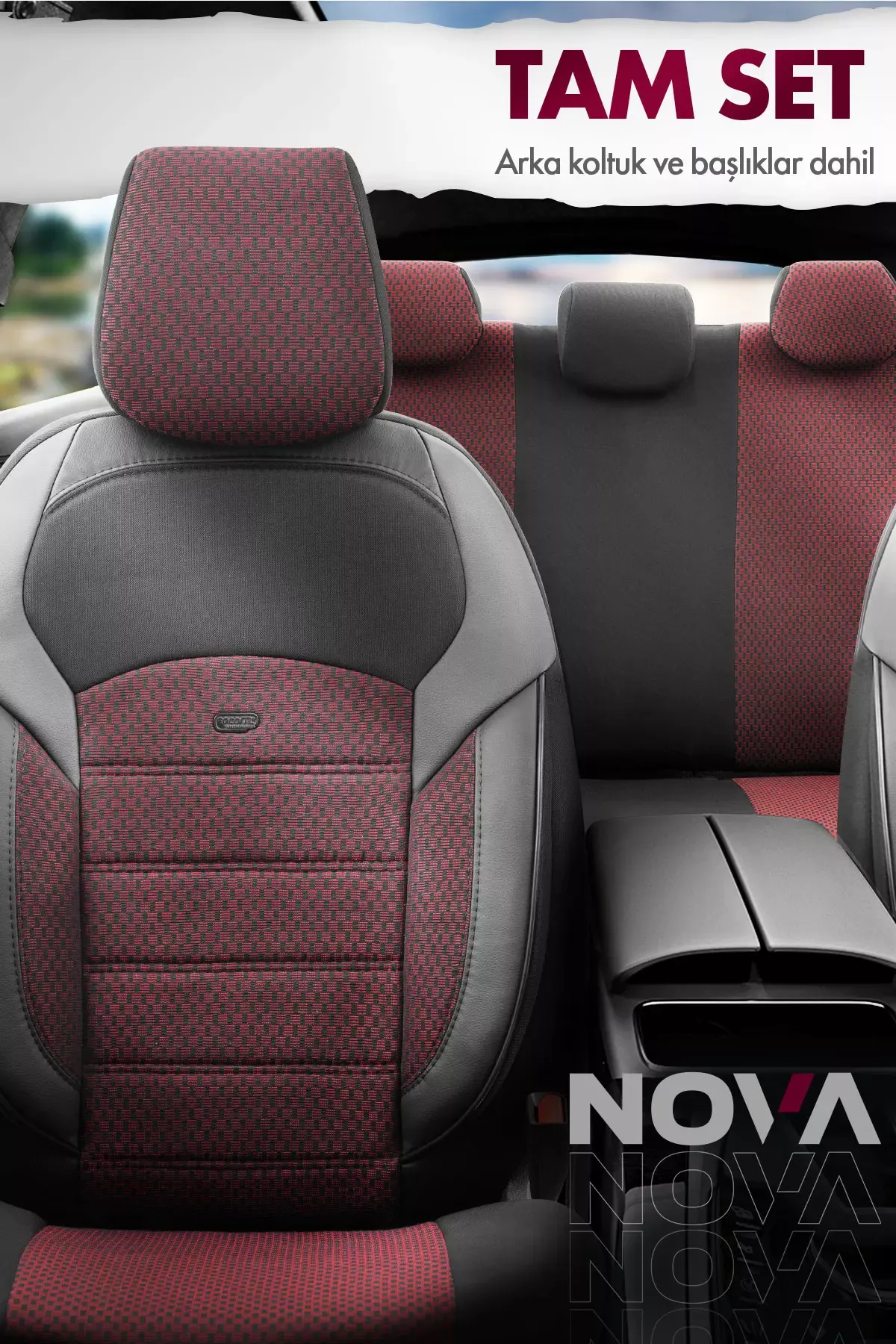 Otom Yeni Nova Design Pamuklu Kumaş Oto Koltuk Kılıfı Tam Set - 11
