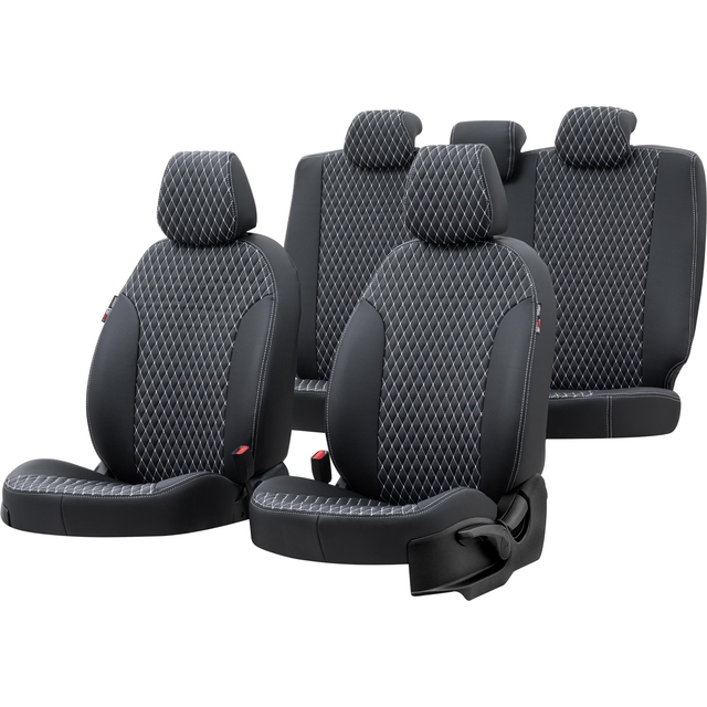 Otom Seat Altea XL 2004-2015 Özel Üretim Koltuk Kılıfı Amsterdam Design Deri Siyah - Beyaz - 1