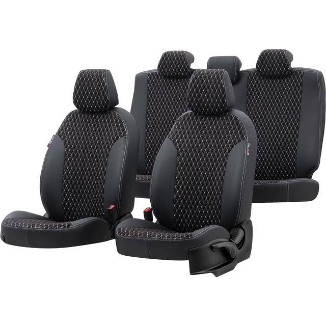 Otom Seat Altea XL 2004-2015 Özel Üretim Koltuk Kılıfı Amsterdam Design Tay Tüyü Siyah - Beyaz - 1