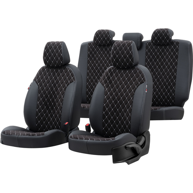 Otom Seat Altea XL 2004-2015 Özel Üretim Koltuk Kılıfı Madrid Design Tay Tüyü Siyah - Beyaz - 1