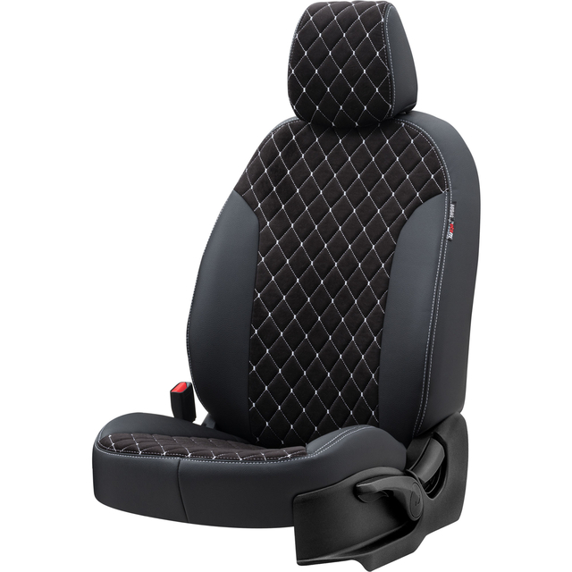 Otom Seat Altea XL 2004-2015 Özel Üretim Koltuk Kılıfı Madrid Design Tay Tüyü Siyah - Beyaz - 2