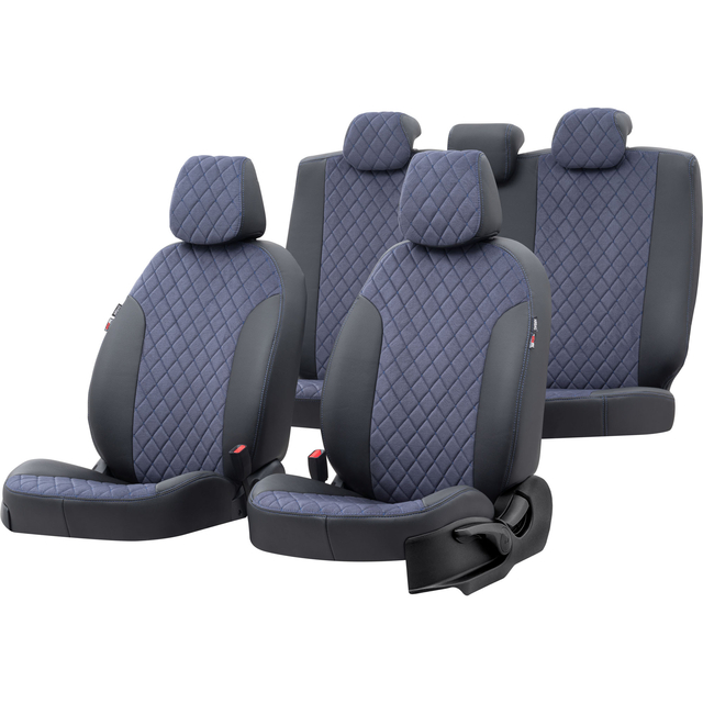 Otom Seat Altea XL 2004-2015 Özel Üretim Koltuk Kılıfı Madrid Design Tay Tüyü Mavi - Siyah - 1