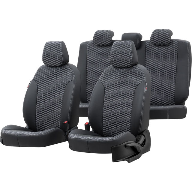 Otom Seat Altea XL 2004-2015 Özel Üretim Koltuk Kılıfı Tokyo Design Deri Siyah - Beyaz - 1