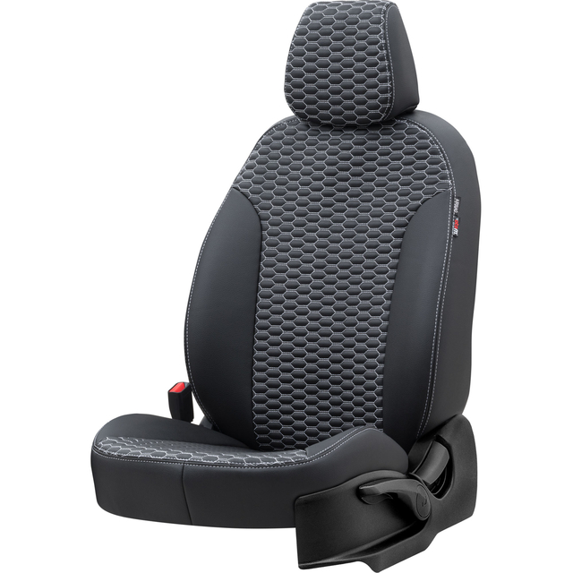Otom Seat Altea XL 2004-2015 Özel Üretim Koltuk Kılıfı Tokyo Design Deri Siyah - Beyaz - 2