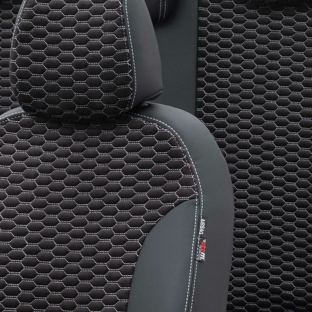 Otom Seat Altea XL 2004-2015 Özel Üretim Koltuk Kılıfı Tokyo Design Tay Tüyü Siyah - Beyaz - 3