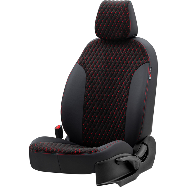 Otom Seat Arona 2018-Sonrası Özel Üretim Koltuk Kılıfı Amsterdam Design Tay Tüyü Siyah - Kırmızı - 2