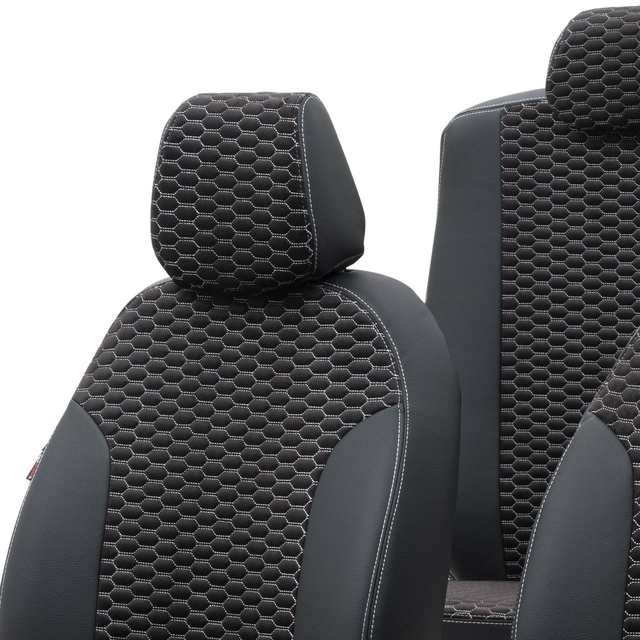 Otom Seat Arona 2018-Sonrası Özel Üretim Koltuk Kılıfı Tokyo Design Tay Tüyü Siyah - Beyaz - 4