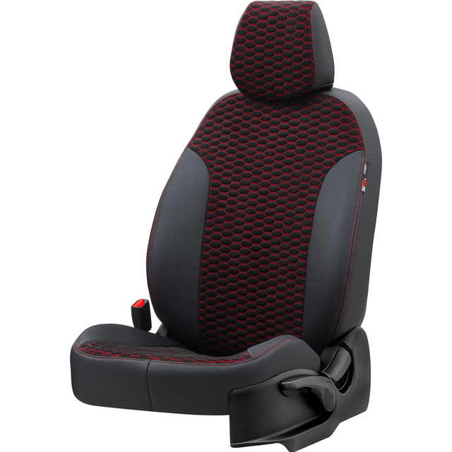 Otom Seat Ibiza 2009-2017 Özel Üretim Koltuk Kılıfı Tokyo Design Tay Tüyü Siyah - Kırmızı - 2