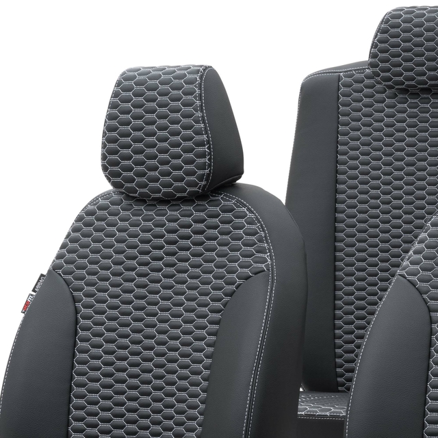 Otom Toyota Auris 2012-2018 Özel Üretim Koltuk Kılıfı Tokyo Design Deri Siyah - Beyaz - 4